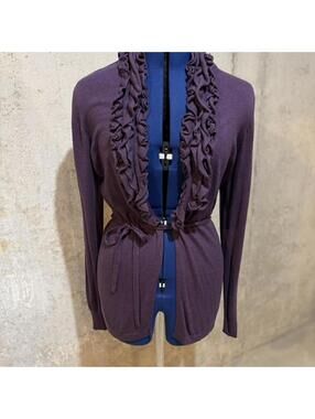 Merona Women's Purple Ruffled Cardigan